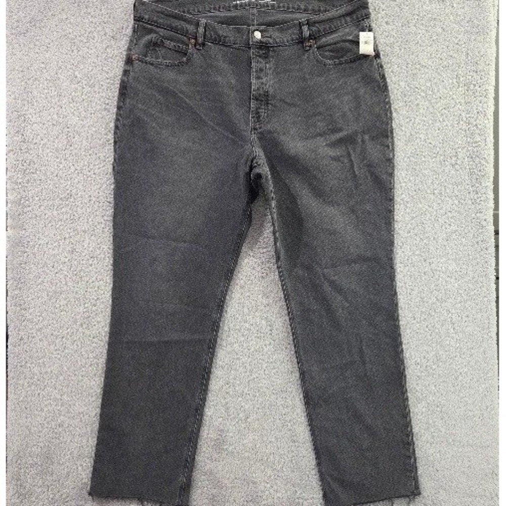 Old Navy Jeans Women's 16 High Rise Slouchy Straight Gray Button Fly Raw Hem NWT